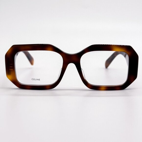 NEW CL50155I 053, CELINE GEOMETRIC HAVANA BROWN EYEGLASSES CELINE - Picture 1 of 9